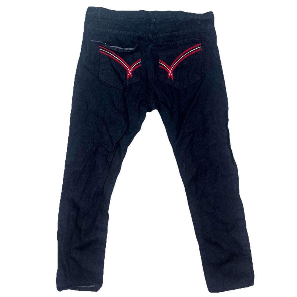 Qruel Baggy Jeans Mens 42x32 Wide Leg Hip Hop Grunge‎ Y2K Embroidered Skater
